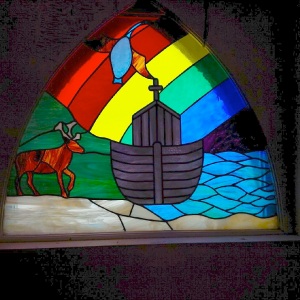 A stained glass window at St. George’s Anglican Church. (PHOTO BY JANE GEORGE)