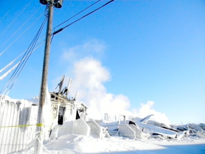 This is how the still smoking site of the Feb. 27 fire looked in early March of that year. (PHOTO BY JANE GEORGE)